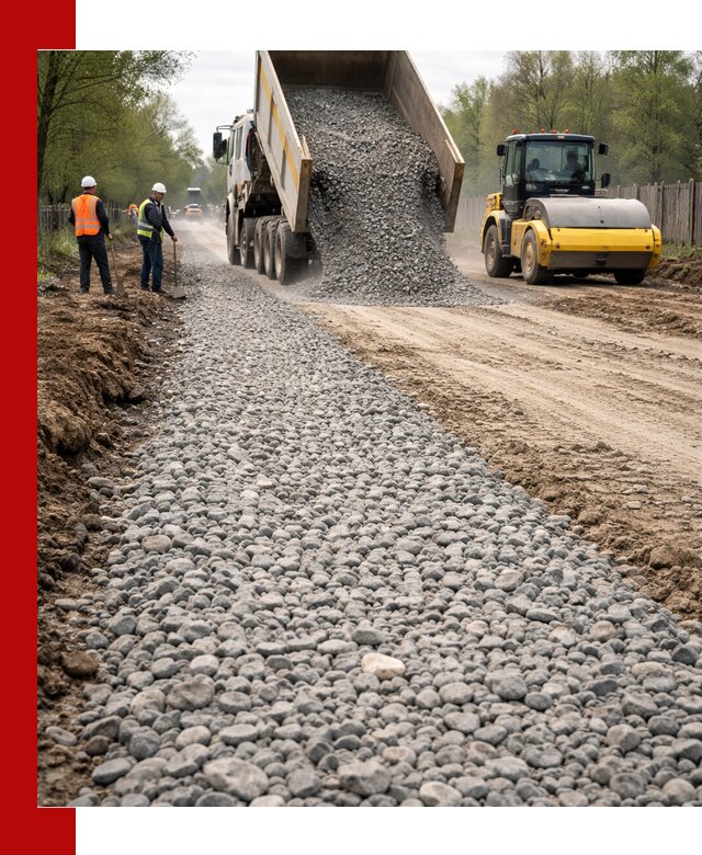 Доставка щебня для отсыпки дорог в Морозовске высокого качества