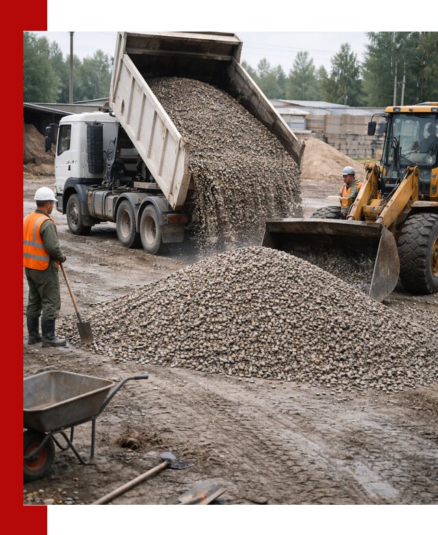 Мытый гравий с доставкой в Морозовске от карьера до участка