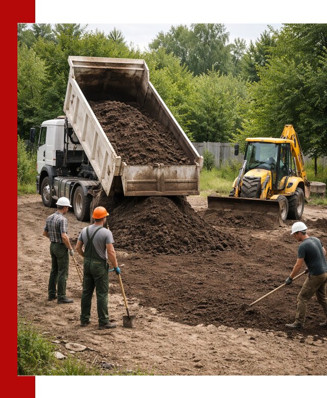 Доставка и укладка грунта для выравнивания участка в Морозовске