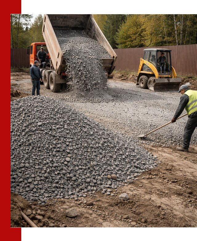 Отсыпка участка щебнем с доставкой и уплотнением в Морозовске