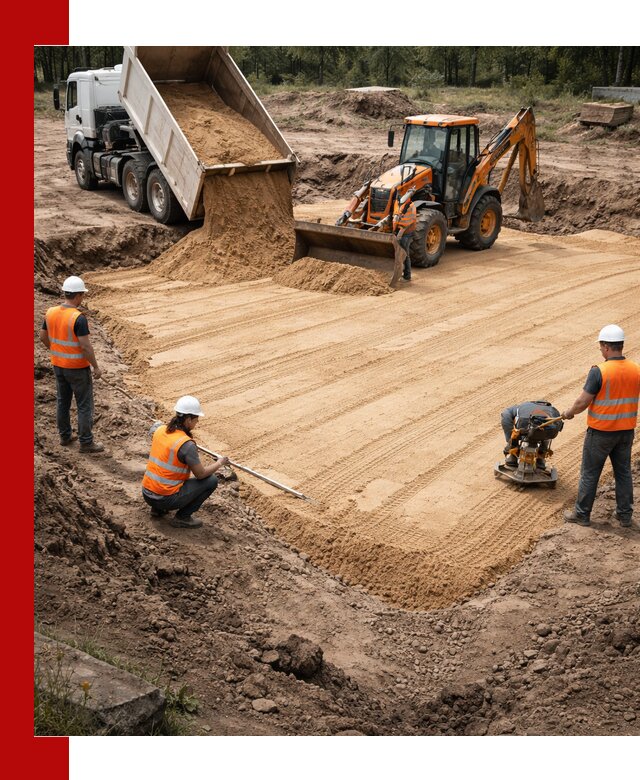 Устройство песчаной подушки для фундаментов и дорог в Морозовске